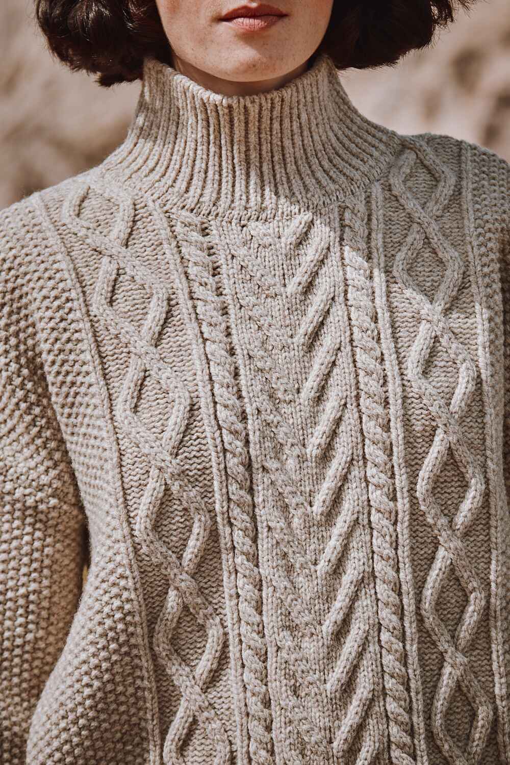 GWENAELLE Pull irlandais en laine mérinos - Beige | L'Envers