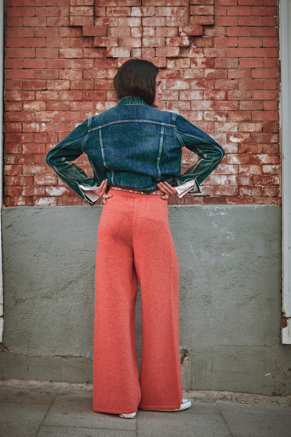 Pantalon HELENE en laine mérinos - Corail
