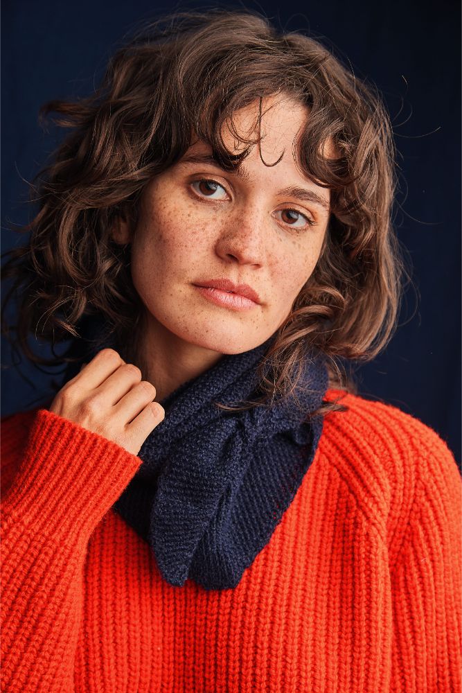 HORTENSE Bandana en laine Alpaga - Bleu marine (Livraison avant Noël)