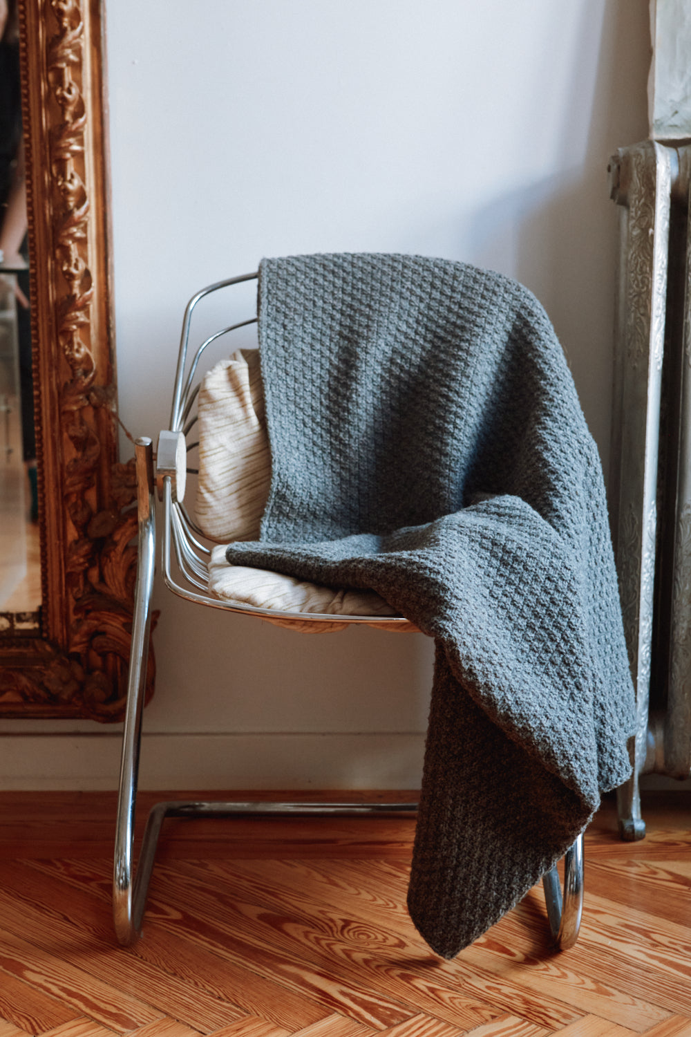 ISABELLE Plaid en laine mérinos - Gris cendré