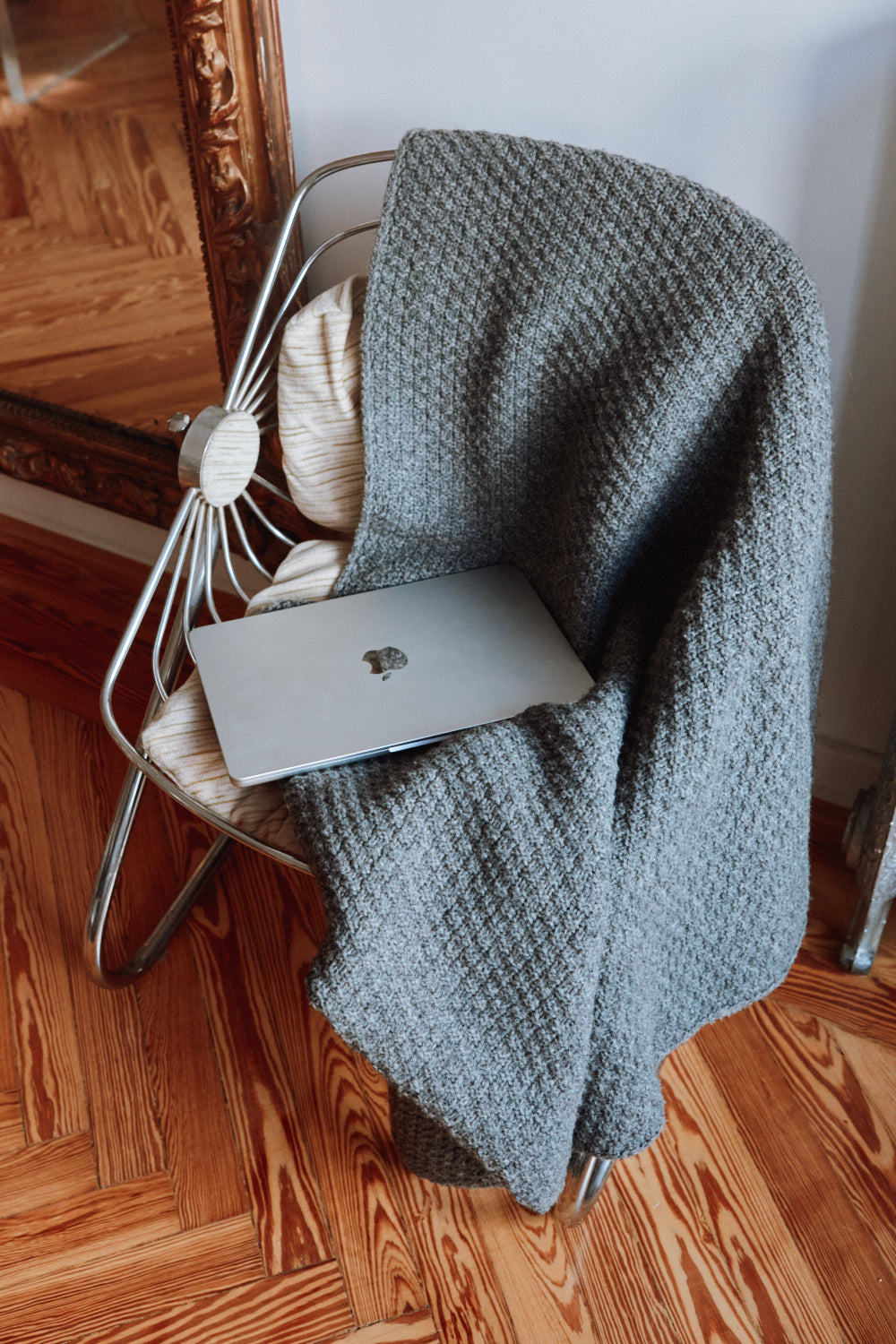 ISABELLE Plaid en laine mérinos - Gris cendré