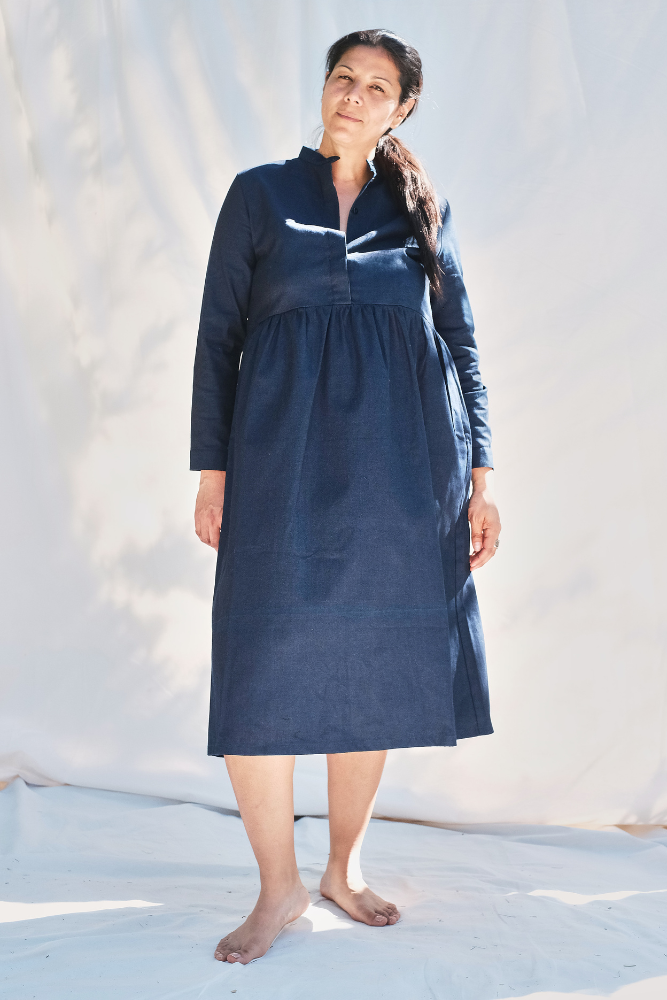 Article #204 - Robe en coton CATHERINE - Indigo
