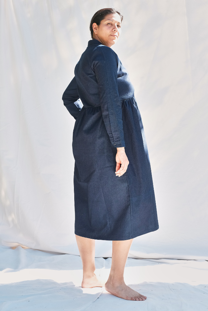 Article #204 - Robe en coton CATHERINE - Indigo