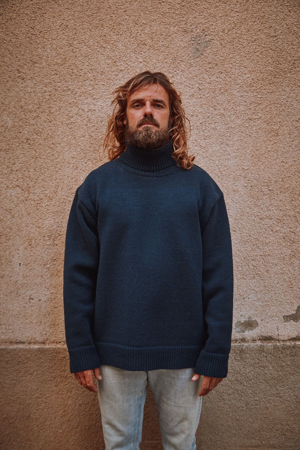 JACQUES Pull à col roulé pour hommes en laine mérinos - Bleu marine | L'Envers