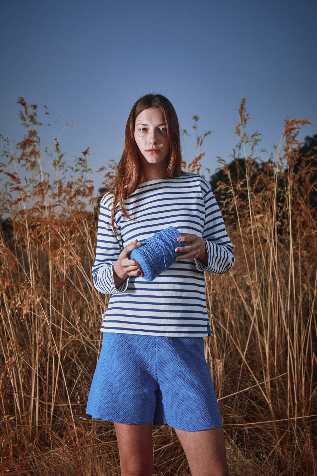 Short slim Jane en coton biologique - Cyan