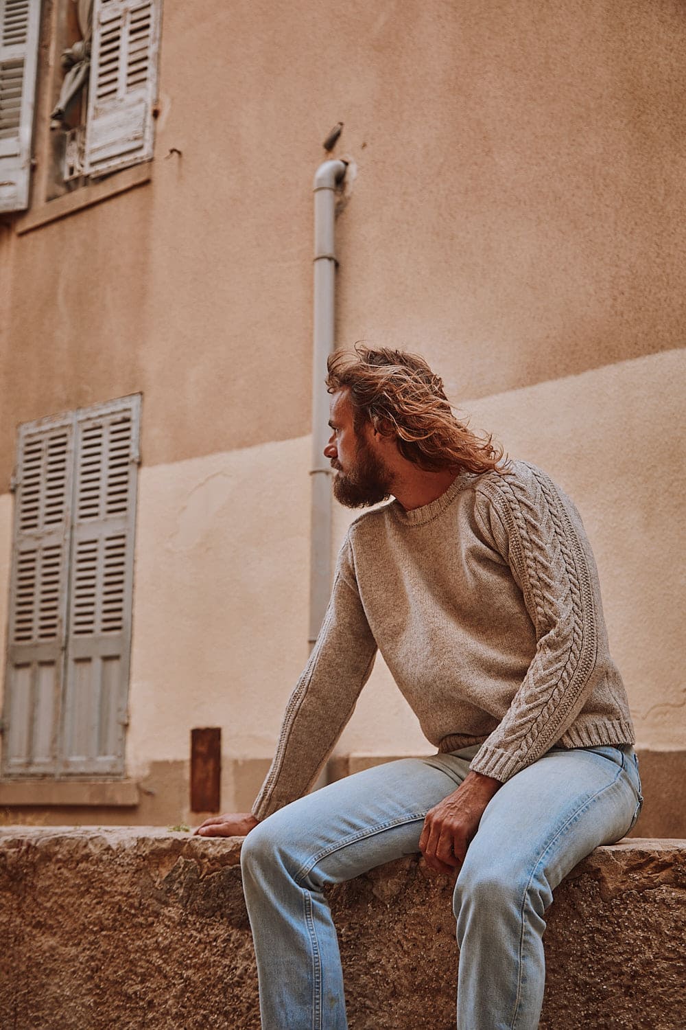 JOSEPH Pull torsadé unisexe en laine mérinos - Beige | L'Envers