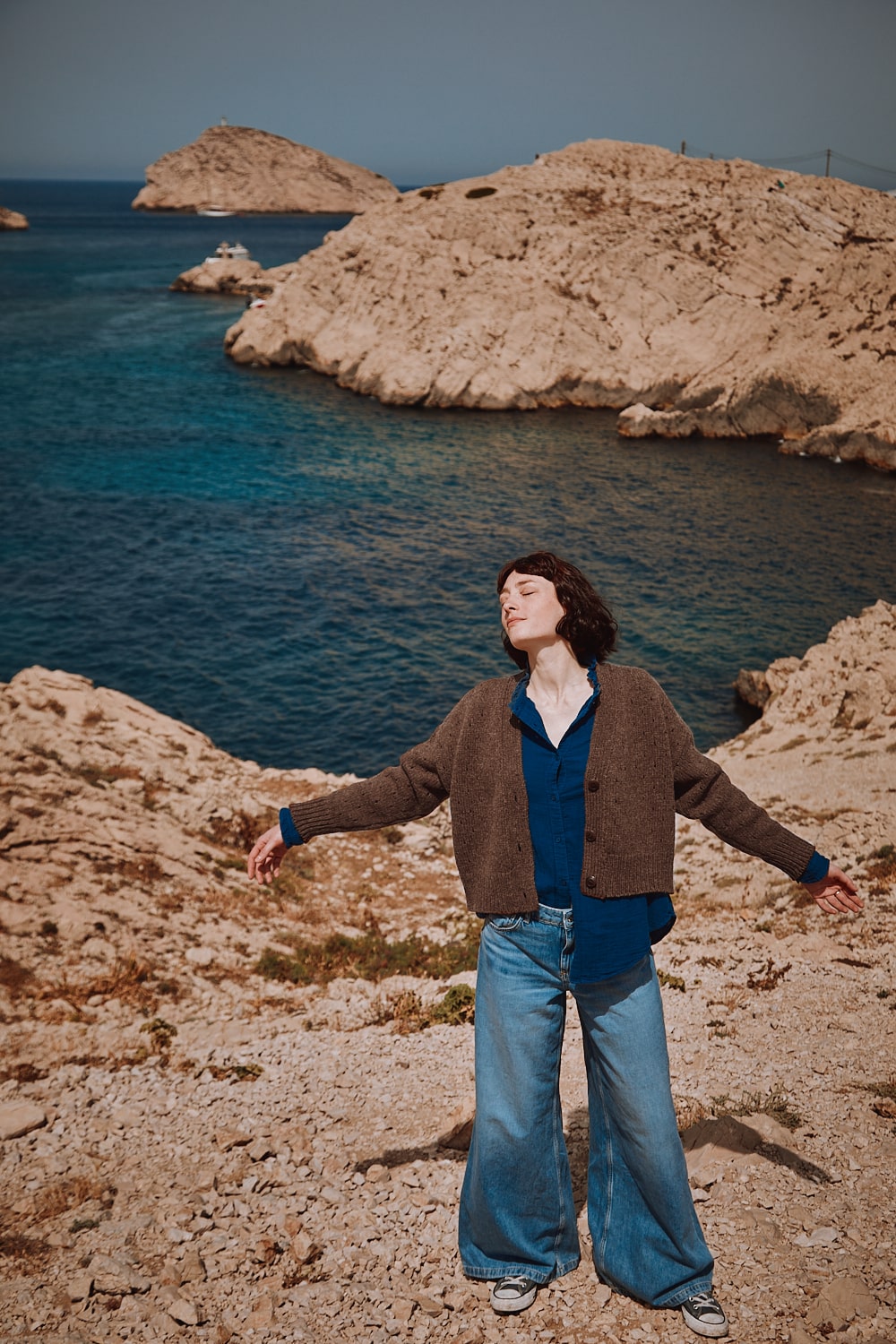 KATRINA Cardigan en laine mérinos - Chocolat, 100% cruelty free sustainable clothing , L'envers