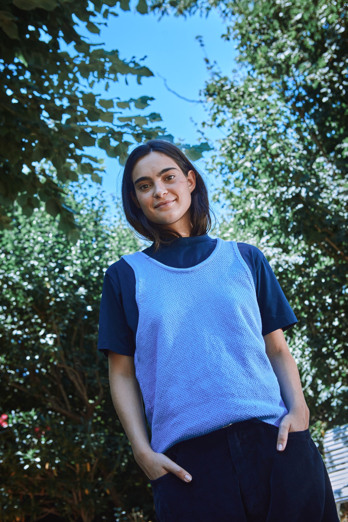 LARA Débardeur en coton biologique - Bleu cyan