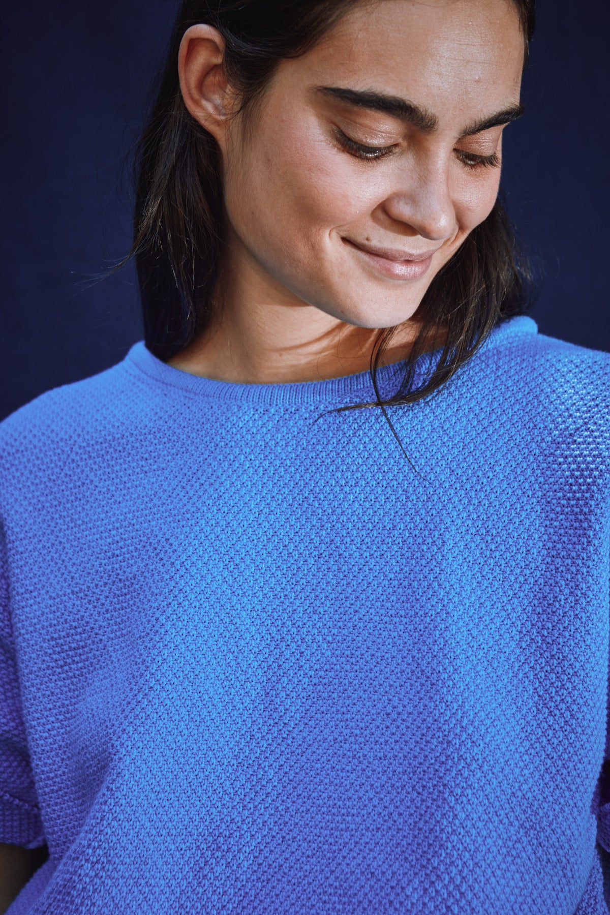 LÉA T-Shirt à manches courtes en coton biologique - Bleu cyan