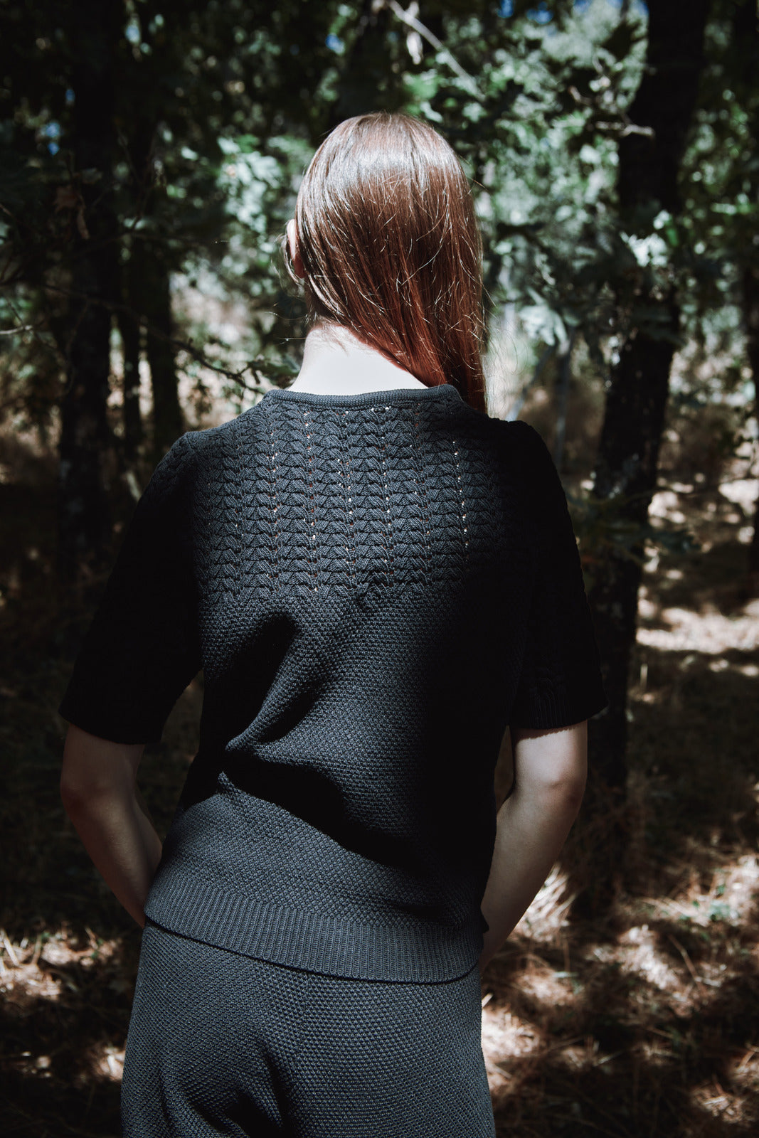 LIZ Top en dentelle en coton biologique - Noir