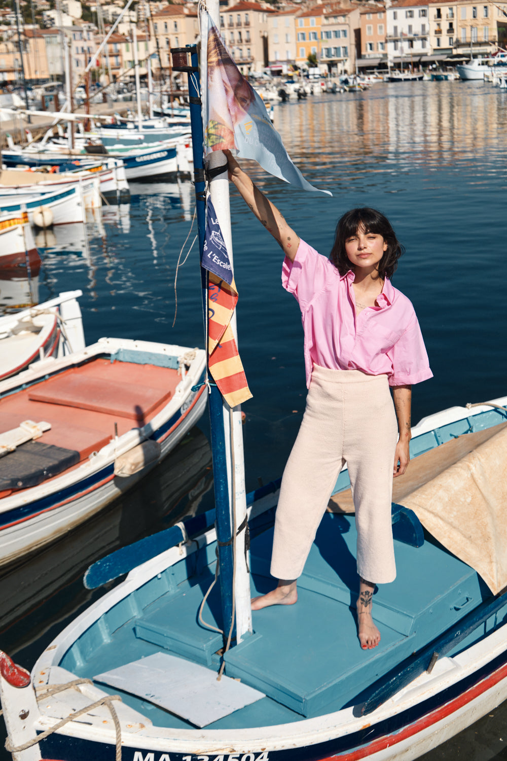 Pantalon LOUISA en coton biologique - Rose poudré