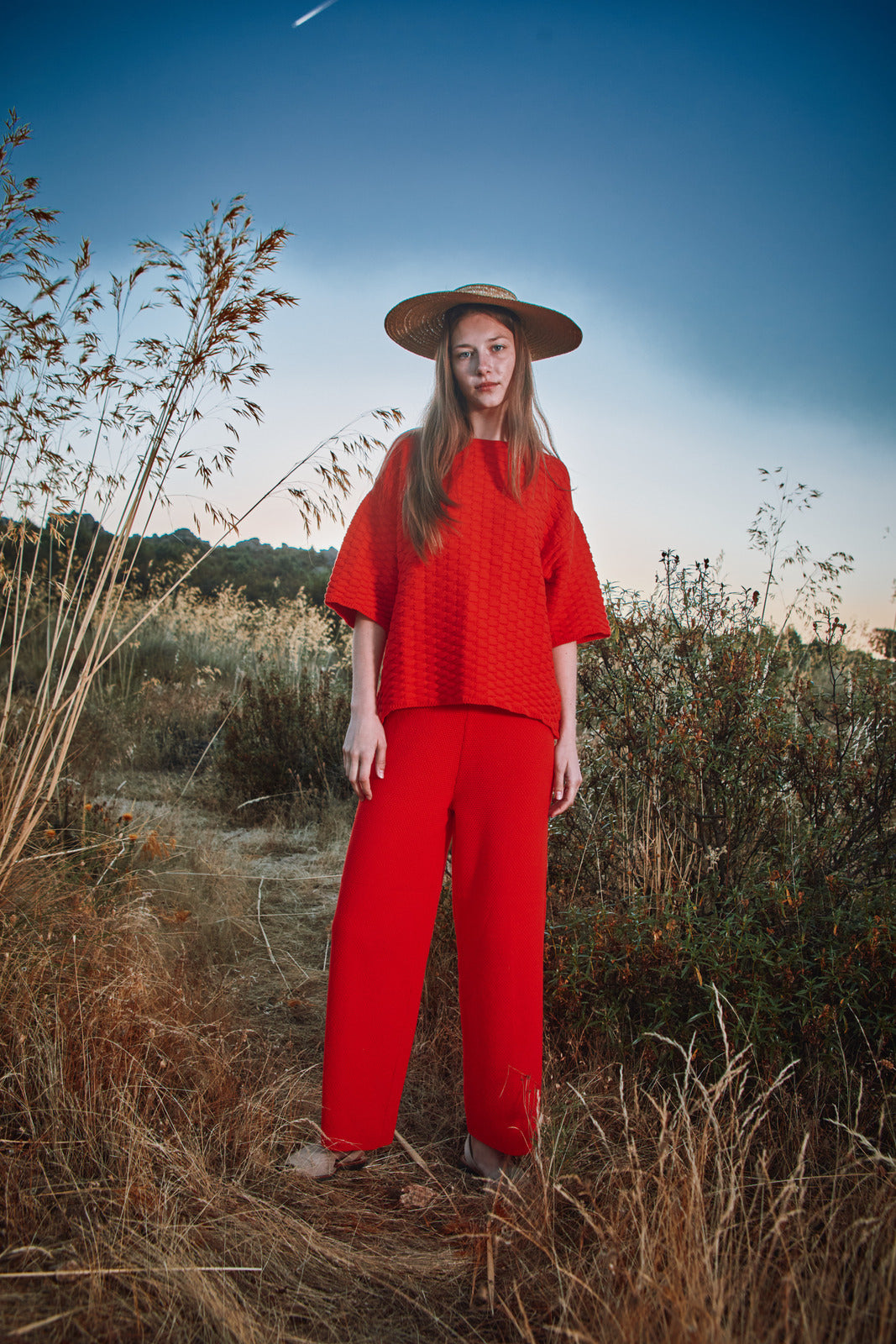 LOUISA Pantalon en coton bio - Rouge