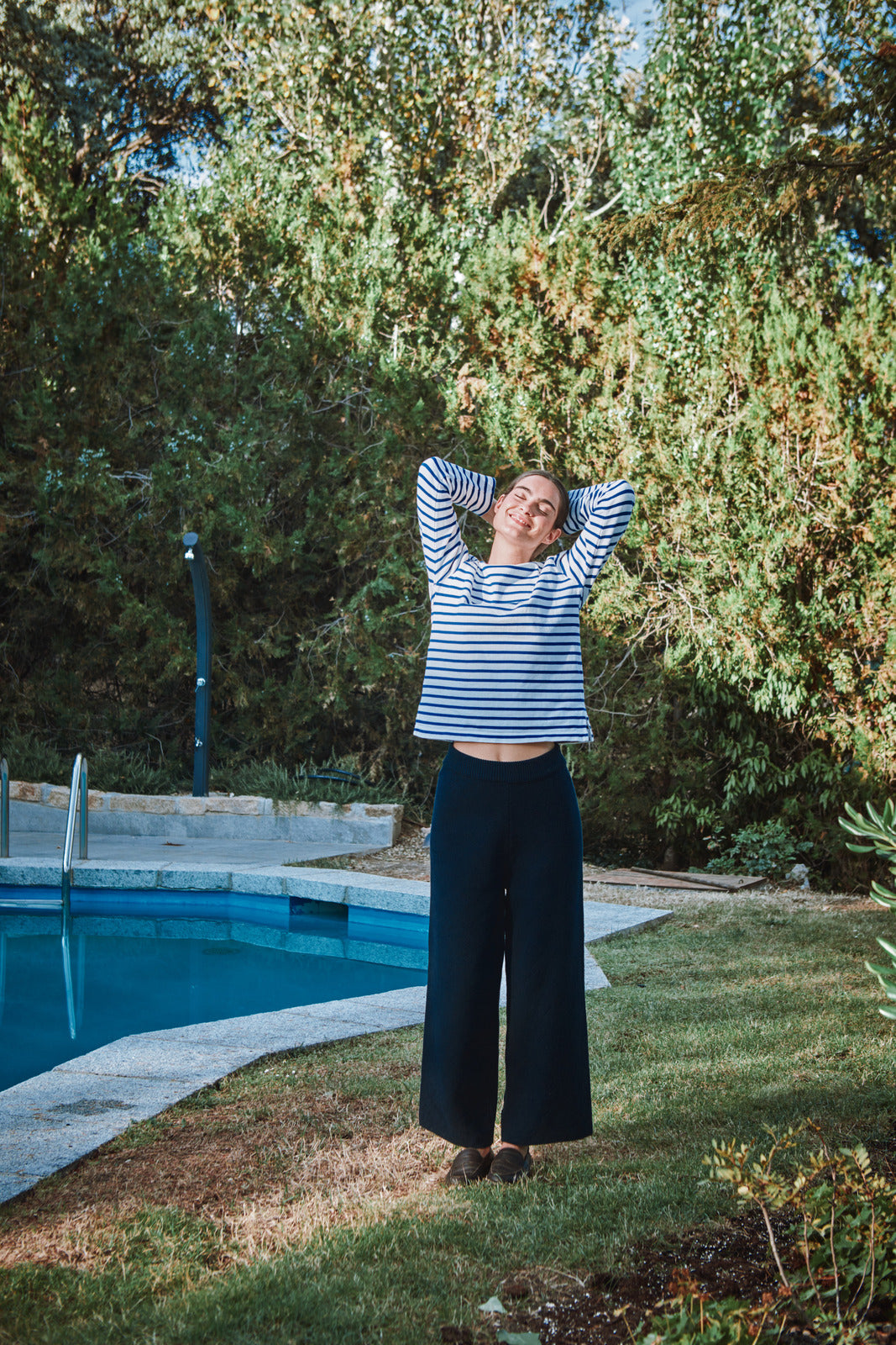 LOUISA Pantalon en coton bio - Bleu marine