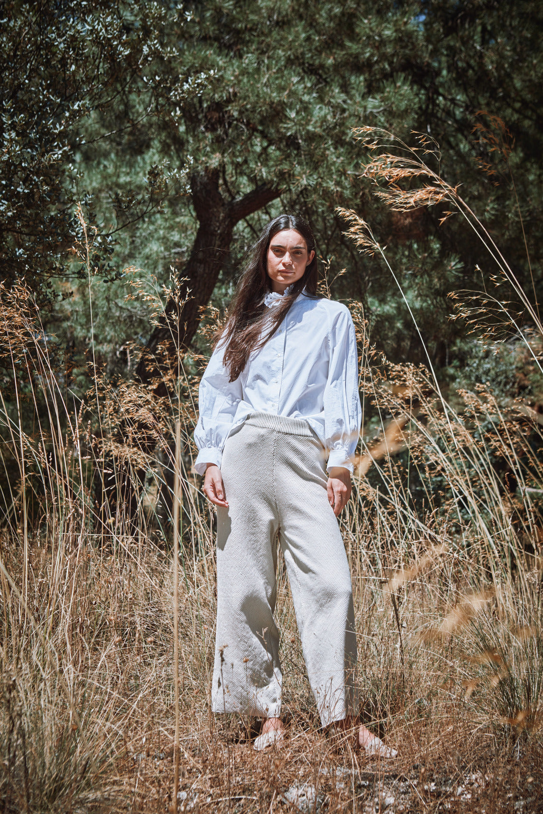 LOUISA Pantalon en coton bio - Écru