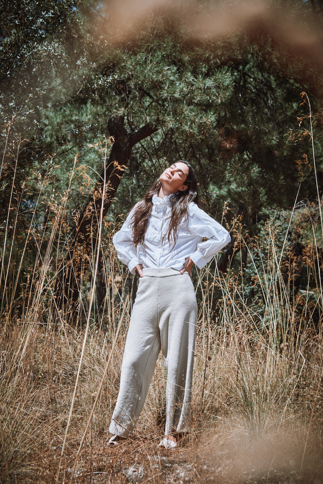 LOUISA Pantalon en coton bio - Écru