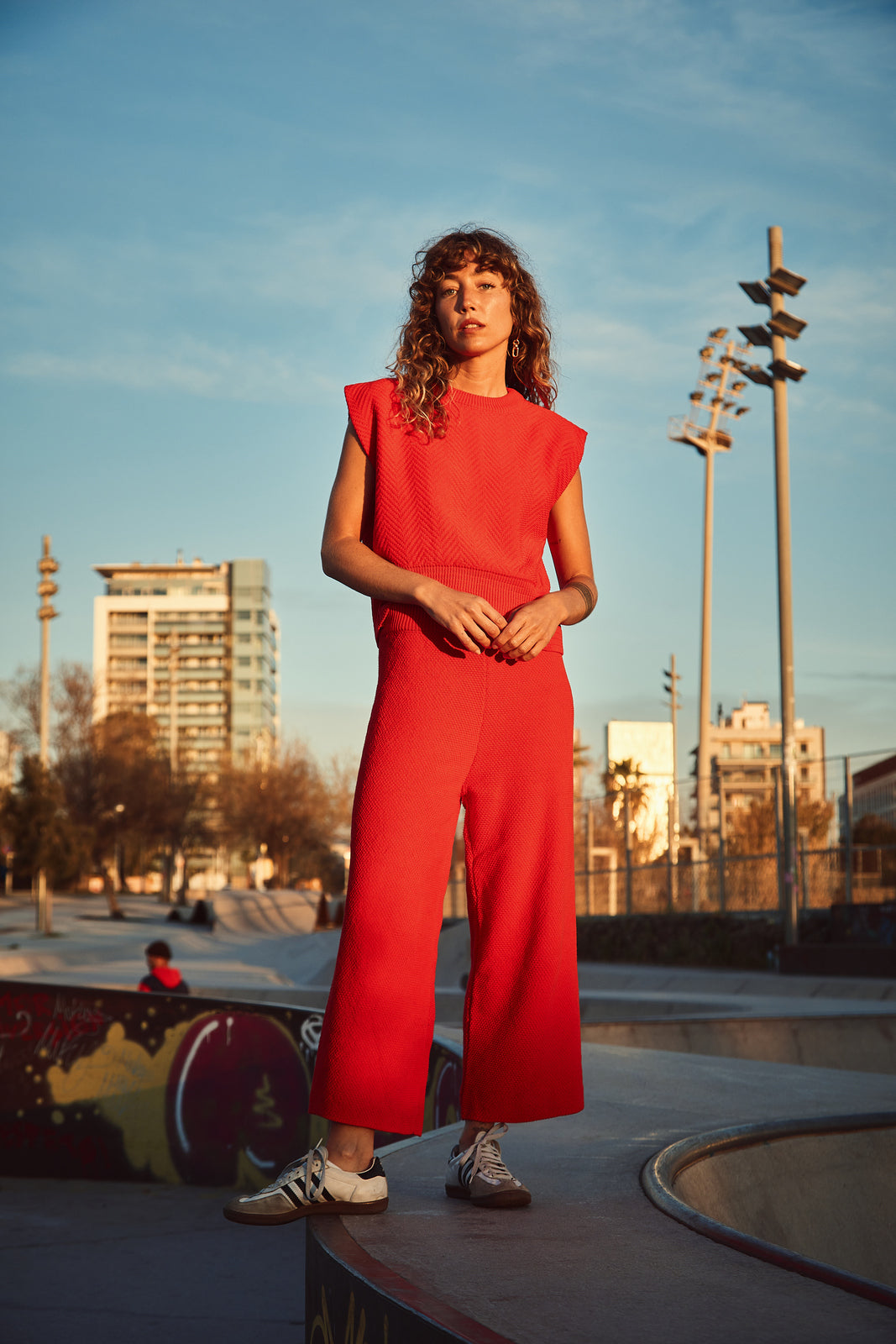 LOUISA Pantalon en coton bio - Rouge