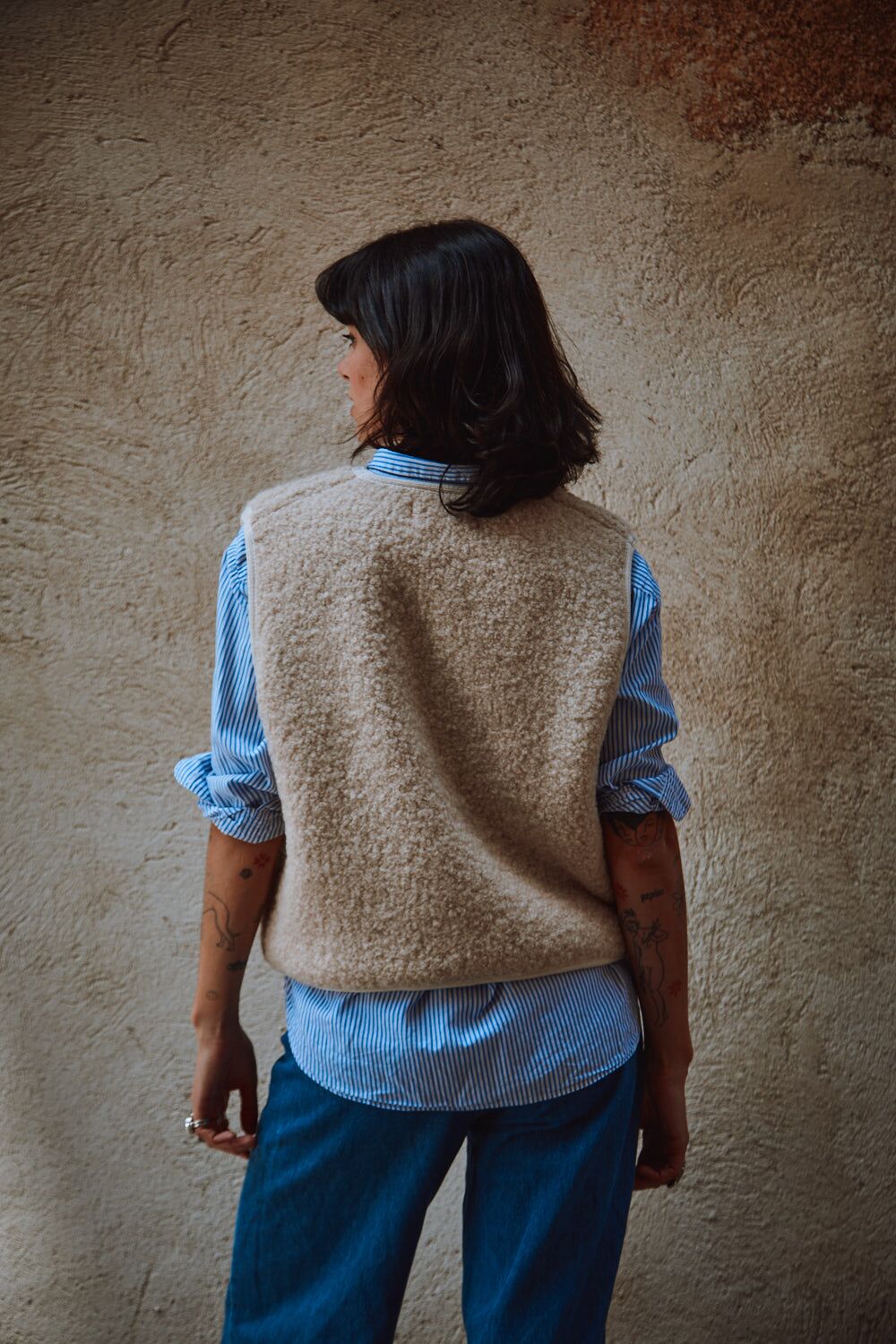 Gilet LUCE en laine d'alpaga bouclée - Beige clair - L'Envers