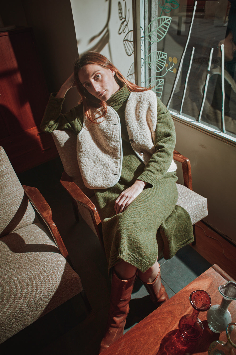 Gilet LUCE en laine d'alpaga bouclée - Beige clair - L'Envers