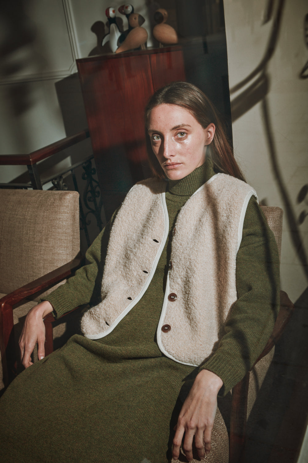 Gilet LUCE en laine d'alpaga bouclée - Beige clair - L'Envers