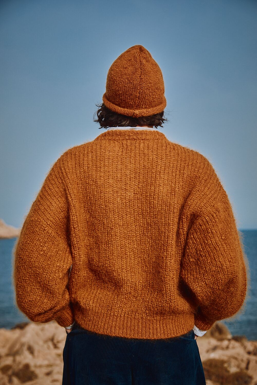 LUCIE Pull chauve-souris en laine mohair - Ambre - 100% cruelty-free & Sustainable knitwear - L'envers