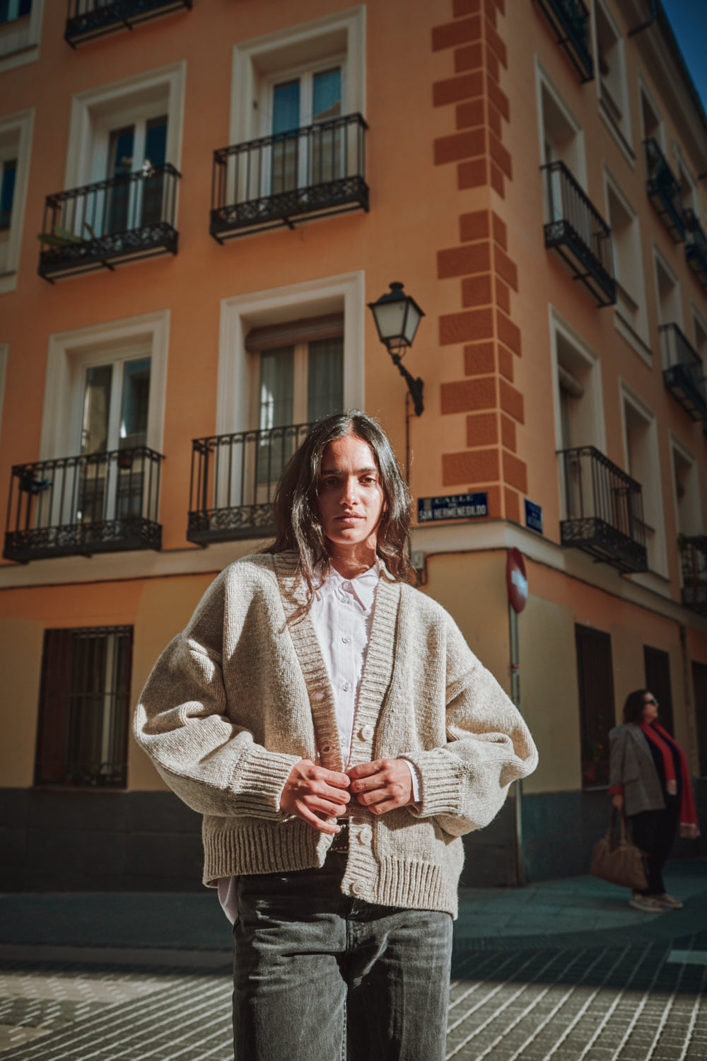 LUNA Cardigan chauve-souris en laine mérinos - Beige