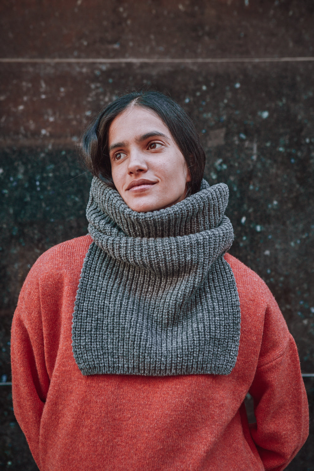 Capuche MARCELINA en laine mérinos - Gris cendré | L'Envers