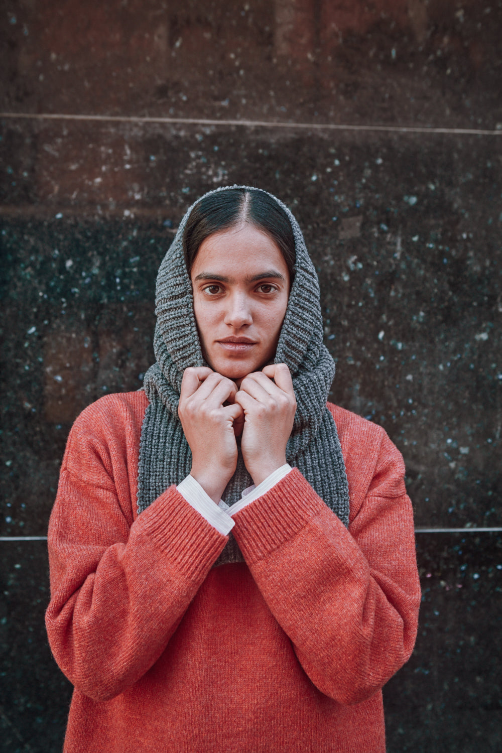 Capuche MARCELINA en laine mérinos - Gris cendré | L'Envers
