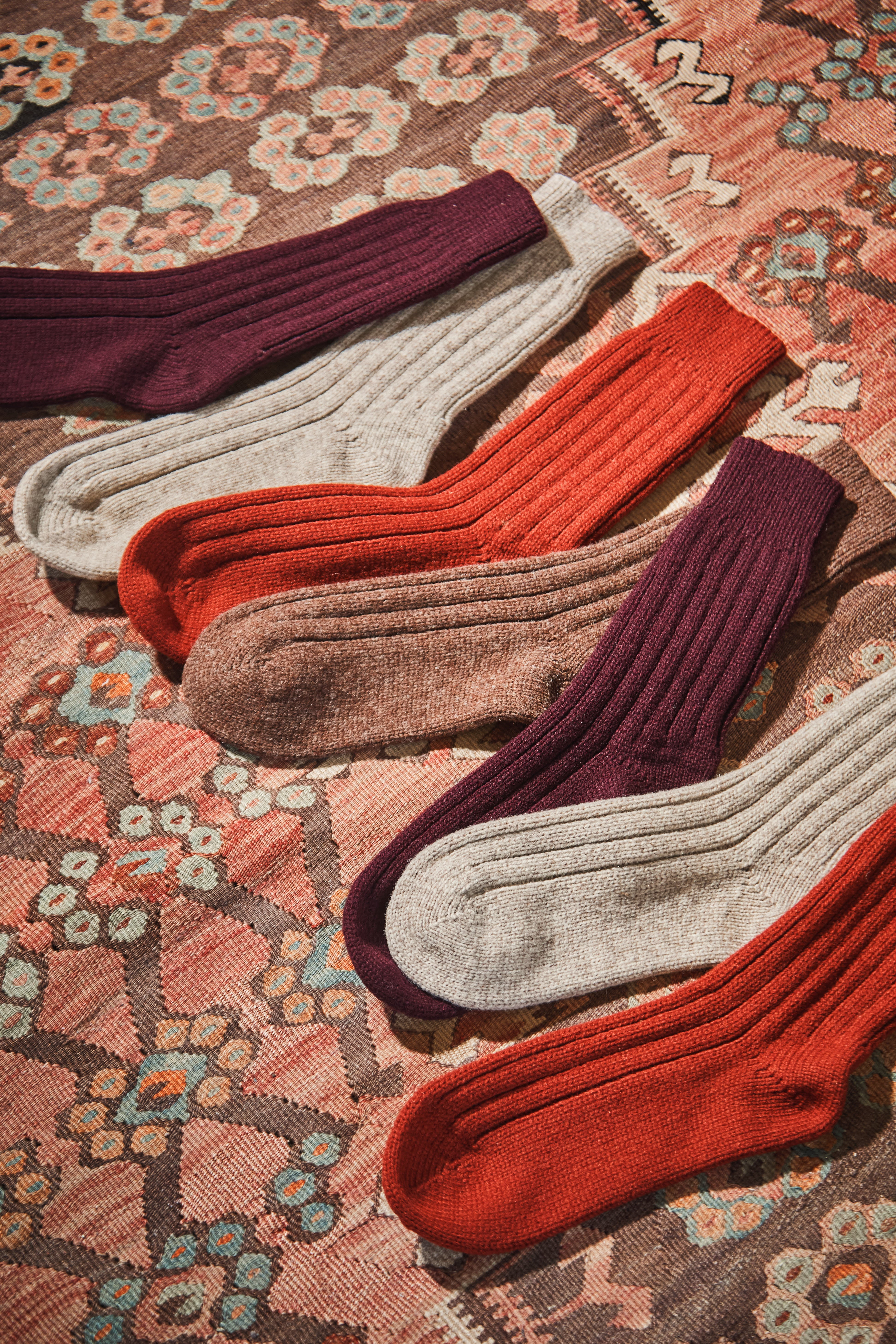 BERTHE Chaussettes en laine - Brique - chaussettes en laine 100% durable - l'envers