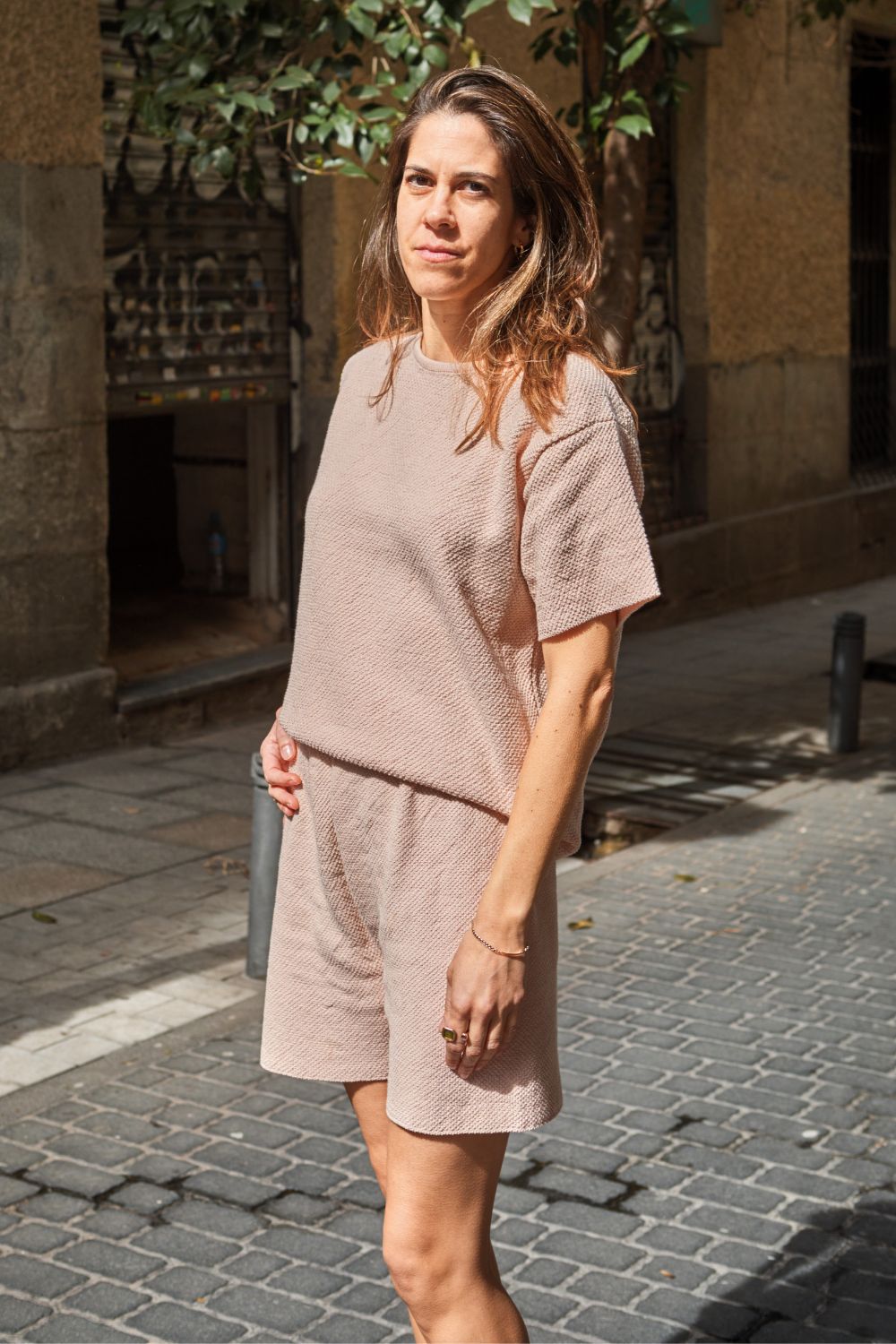BILLIE Short en coton biologique - Rose poudré