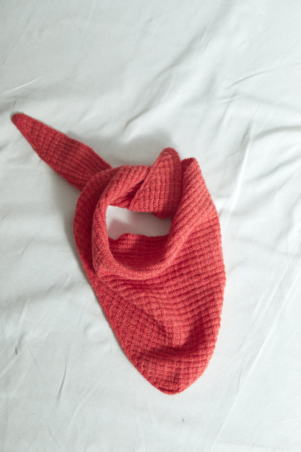 ROCIO Bandana gaufré en laine mérinos - Corail