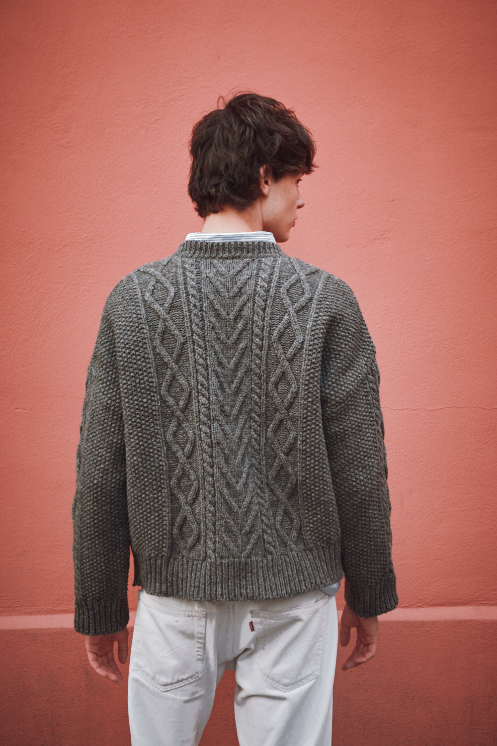 Pull irlandais ROGER pour homme en laine mérinos - Gris cendré