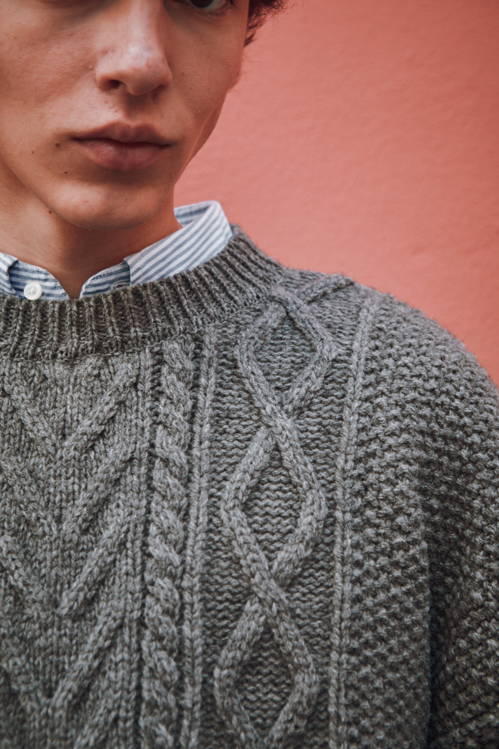 Pull irlandais ROGER pour homme en laine mérinos - Gris cendré