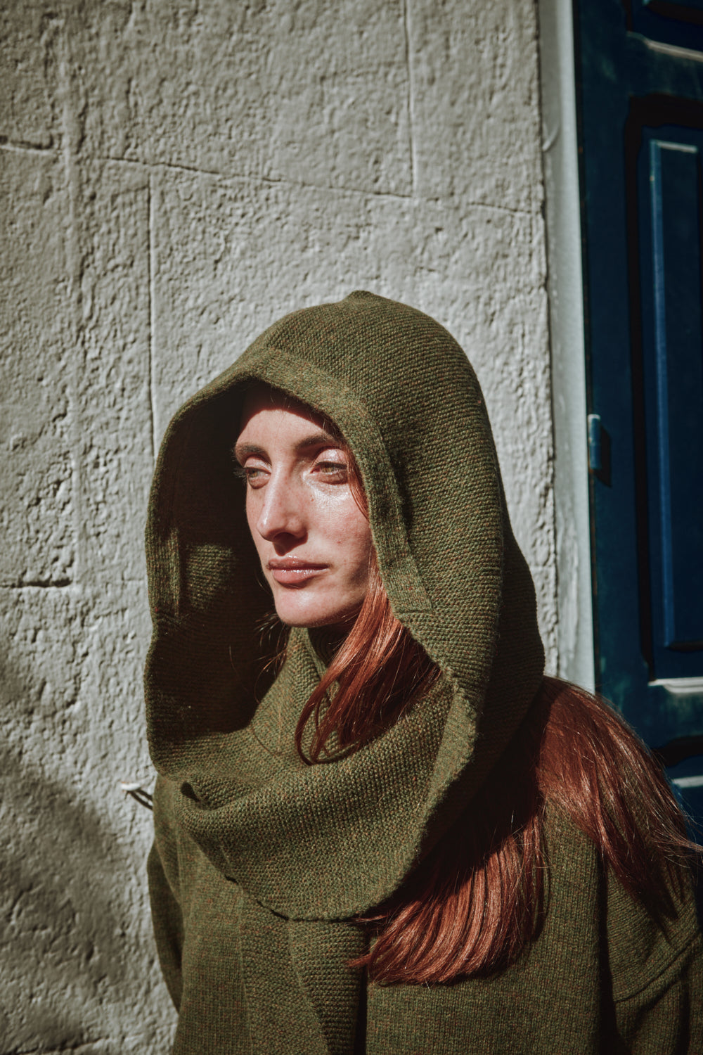 ROMANE Écharpe 2-en-1 en laine mérinos - Vert olive