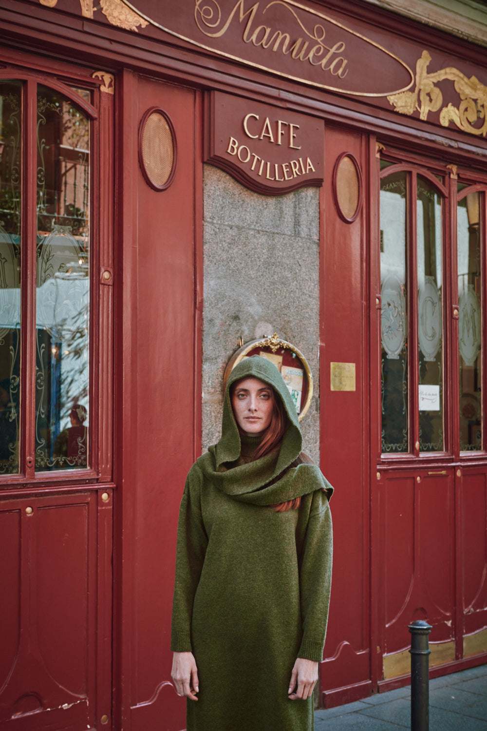 ROMANE Écharpe 2-en-1 en laine mérinos - Vert olive