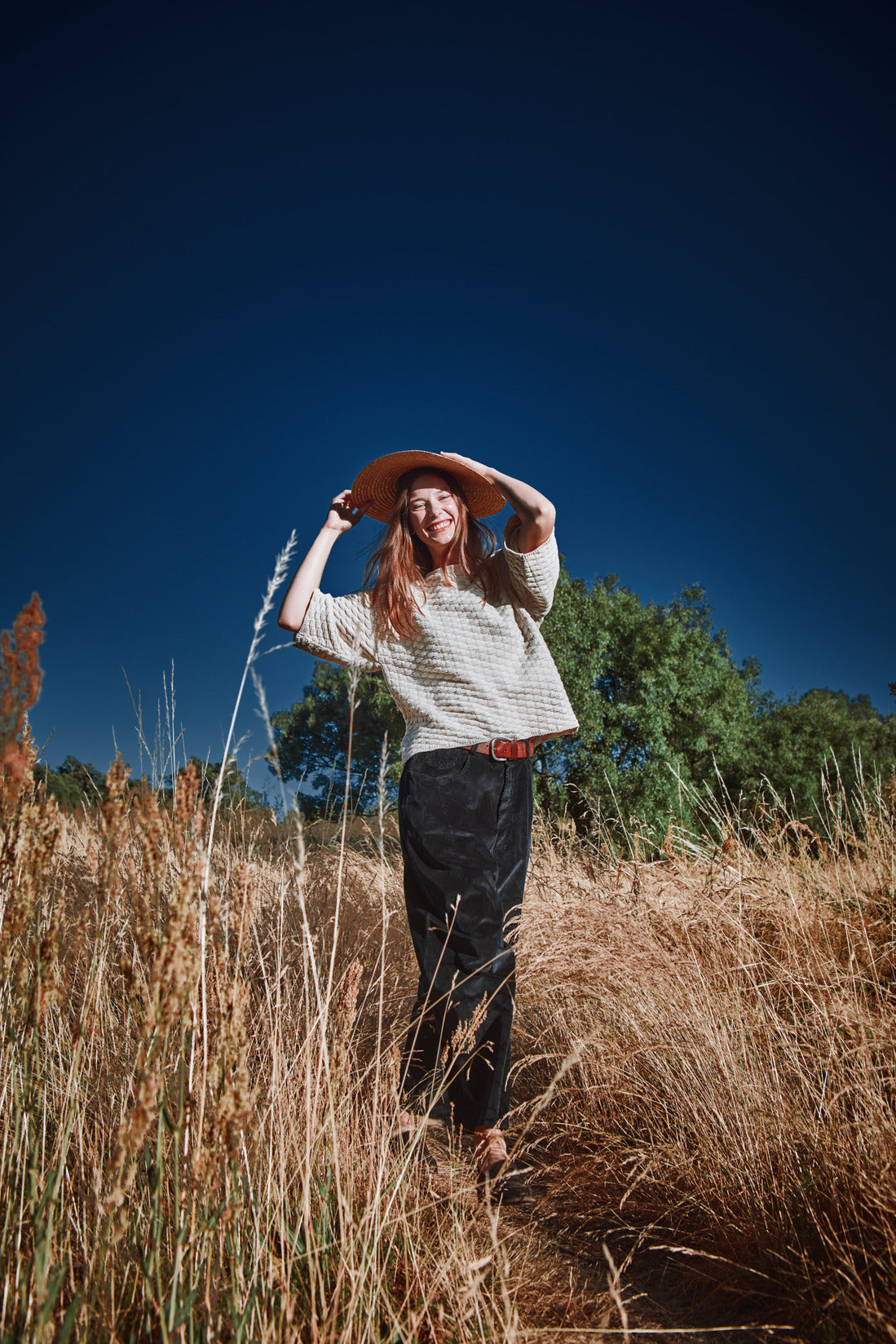 SIDONIE T-shirt en mailles gauffrées de coton bio - Écru