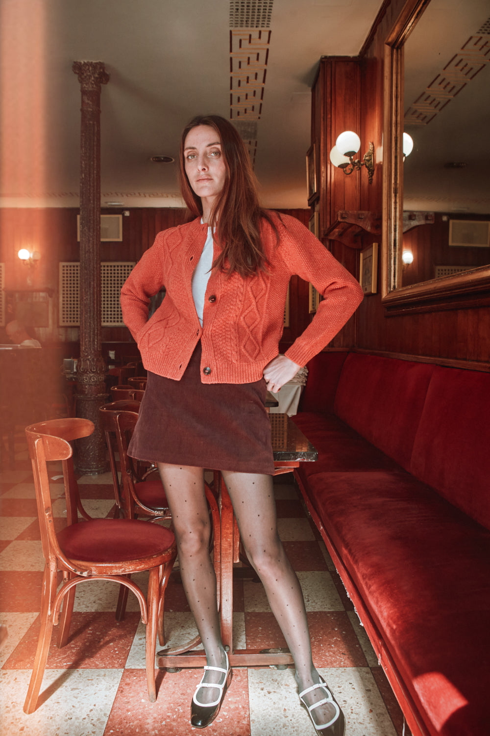 SONIA Cardigan torsadé en laine mérinos - Corail