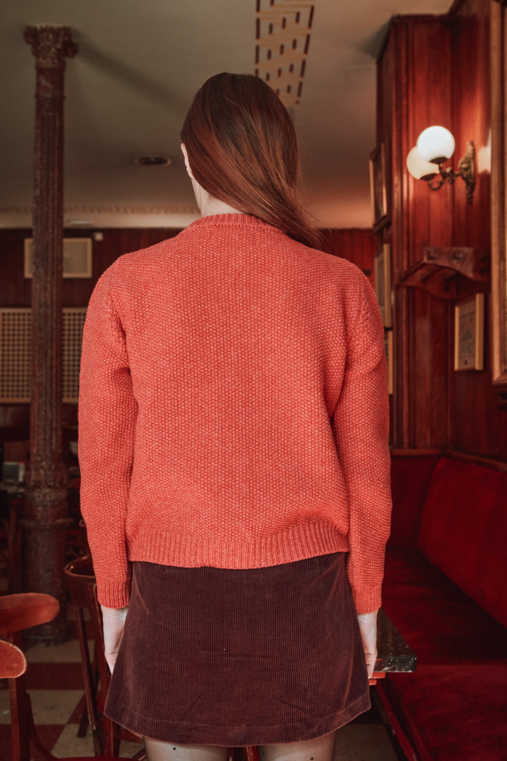 SONIA Cardigan torsadé en laine mérinos - Corail