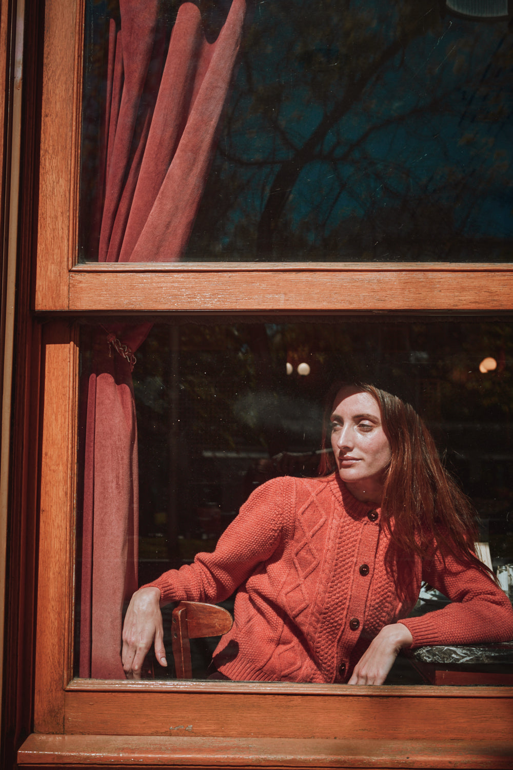SONIA Cardigan torsadé en laine mérinos - Corail
