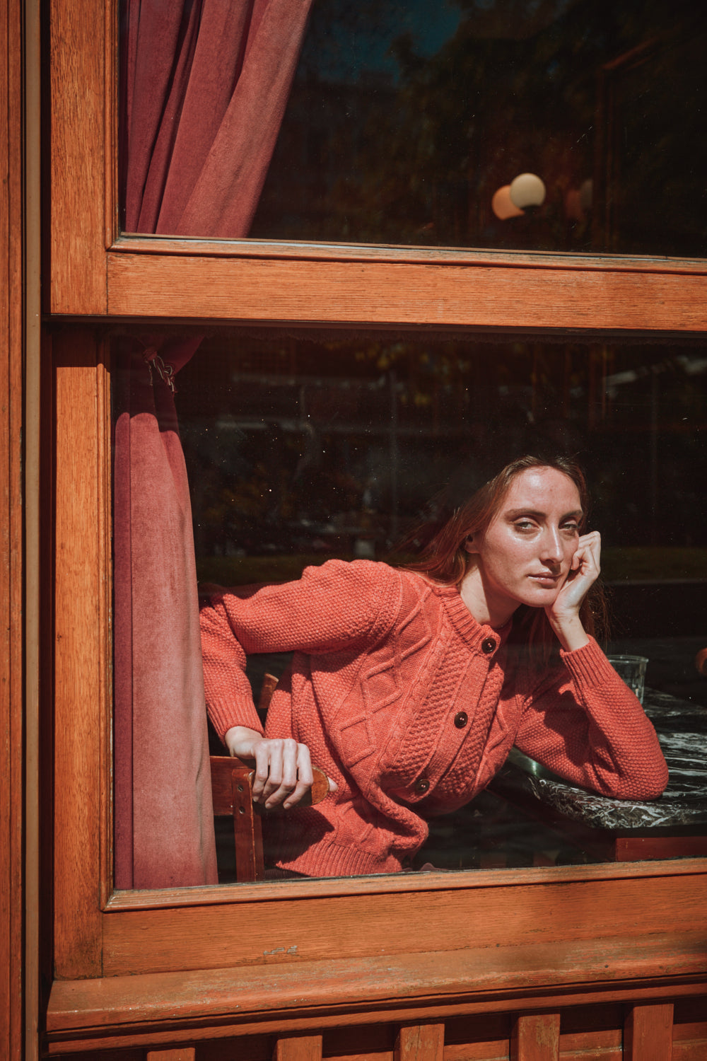 SONIA Cardigan torsadé en laine mérinos - Corail
