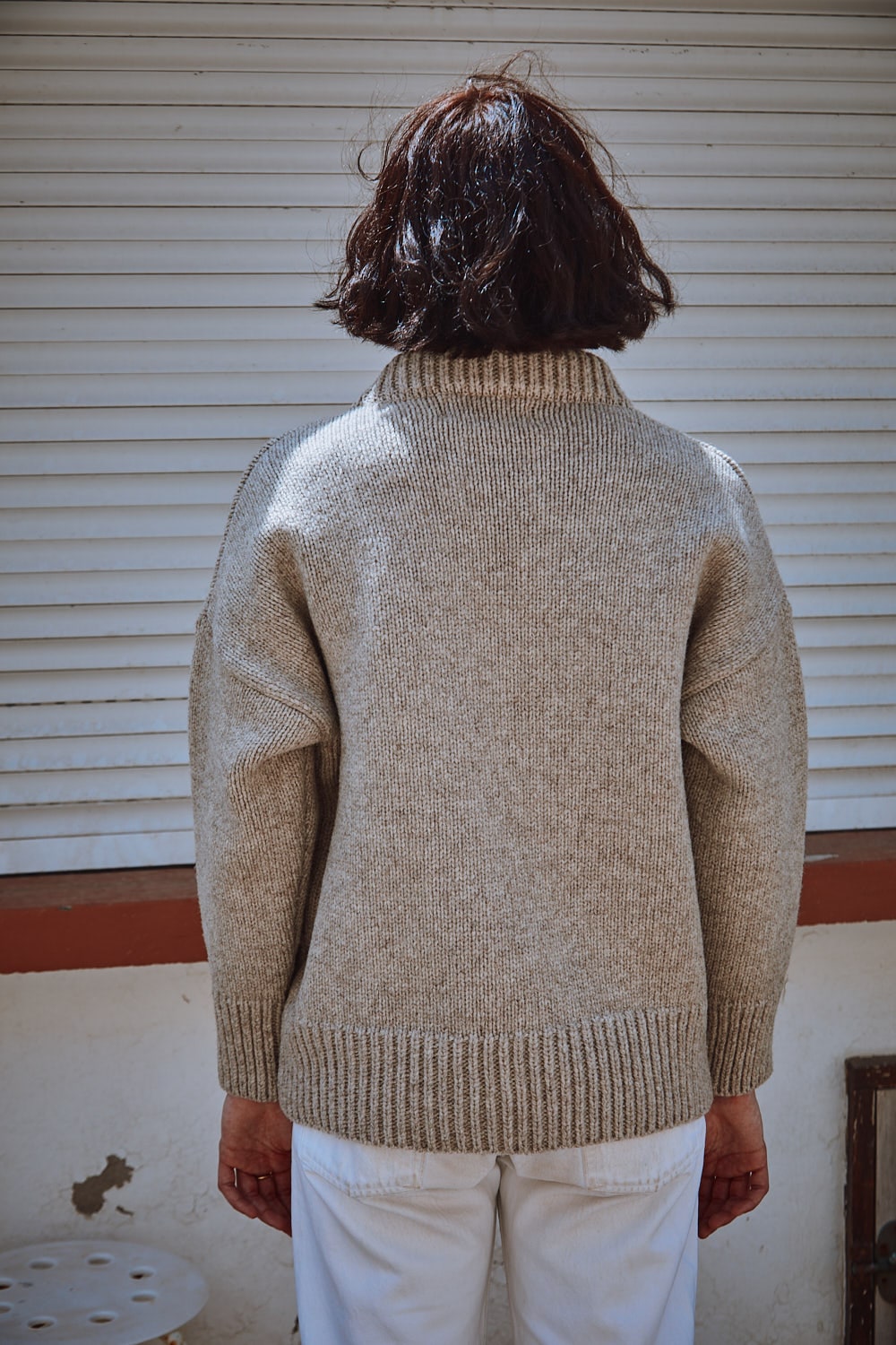 STEPHANIE Pull oversize en laine mérinos - Beige - 100% cruelty- free and sustainable knitwear - L'envers 