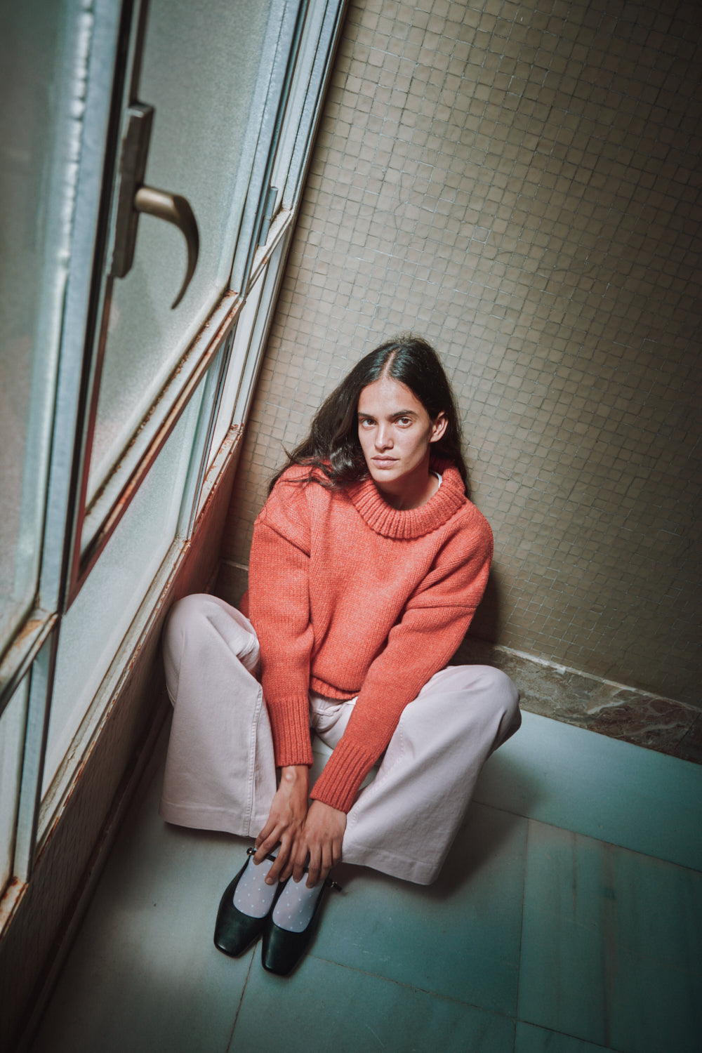 STEPHANIE Pull oversize en laine mérinos - Coral