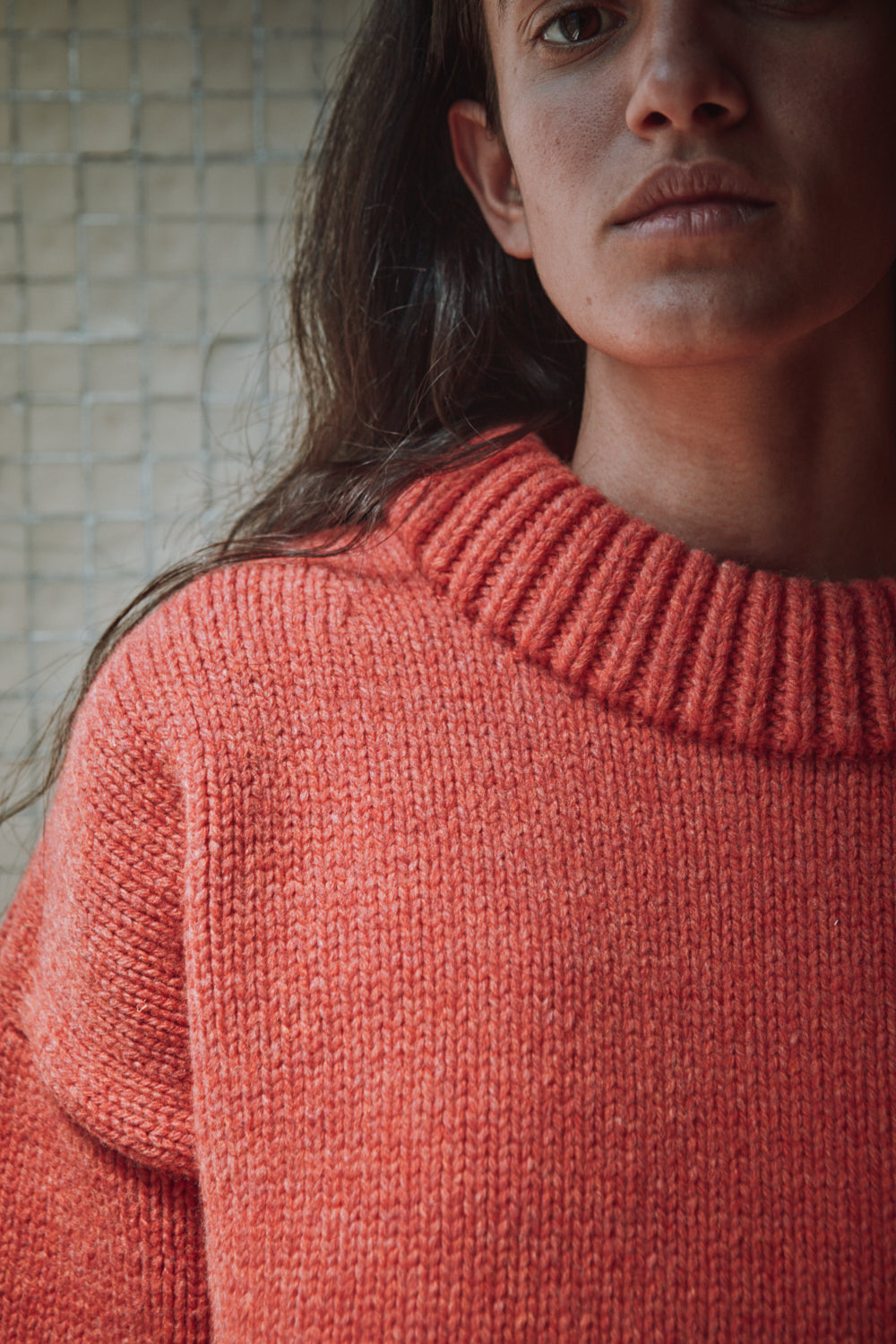 STEPHANIE Pull oversize en laine mérinos - Coral