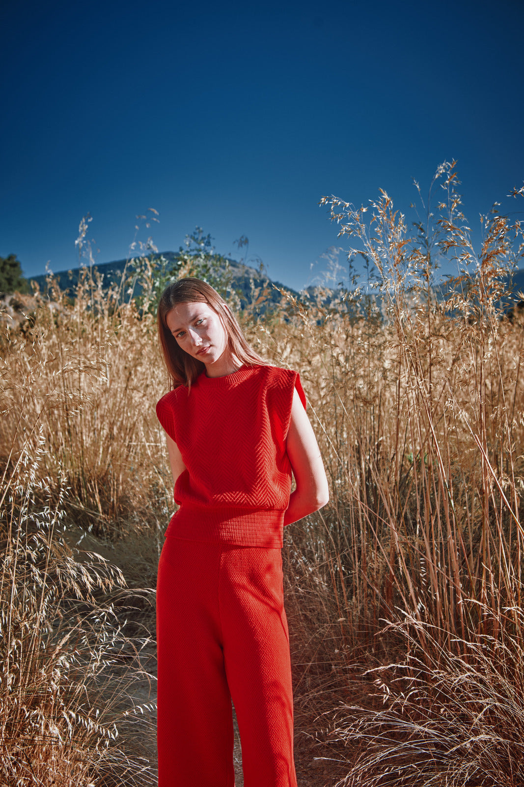 VALENTINE Top sans manches en coton biologique - Rouge