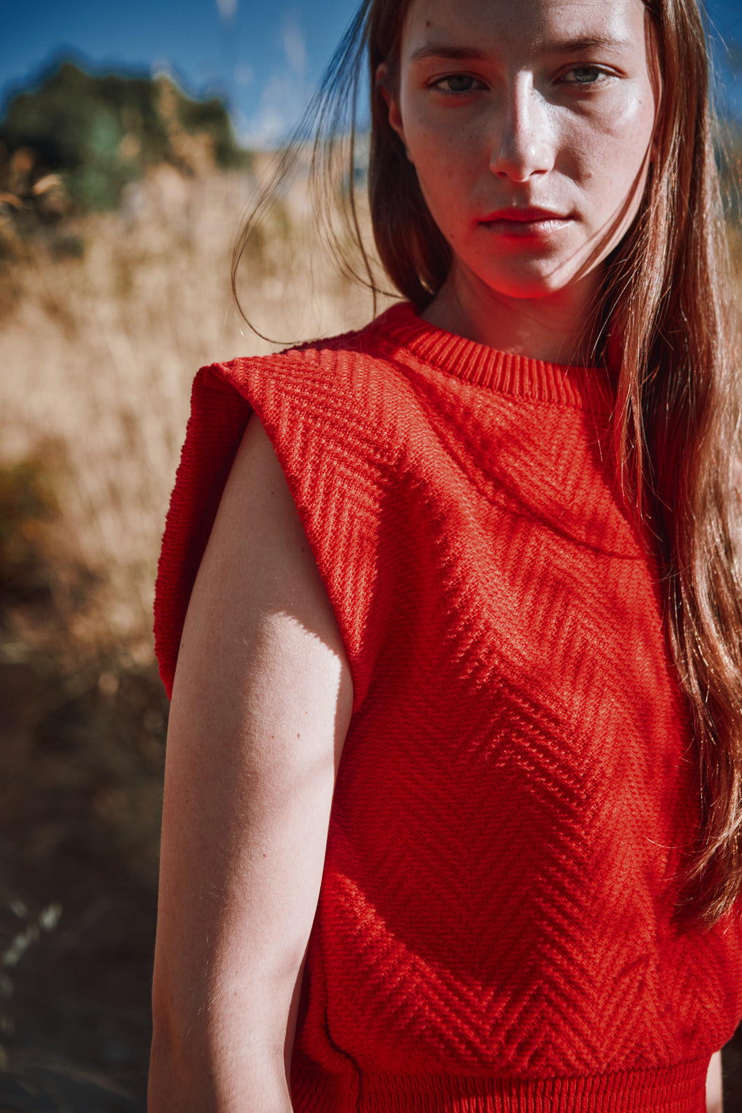 VALENTINE Top sans manches en coton biologique - Rouge