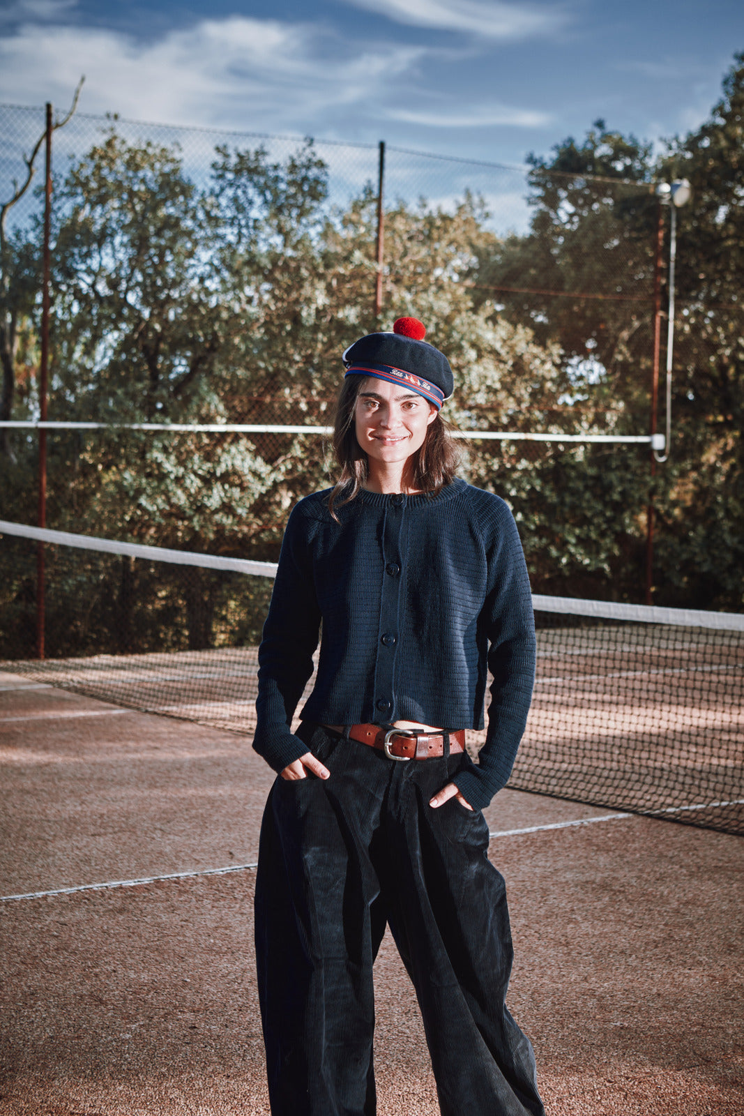 VALÉRIE Cardigan court en coton biologique - Bleu marine