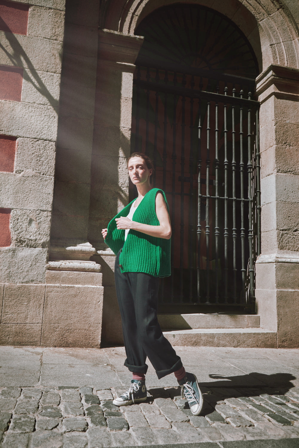 Gilet sans manches VERA en laine mérinos - Vert perroquet