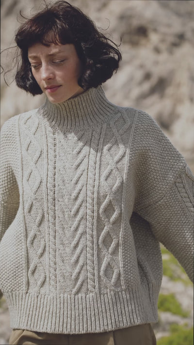 GWENAELLE Pull irlandais en laine mérinos - Beige | L'Envers