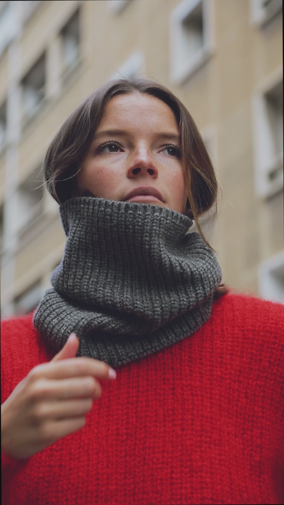 AMANDINE Écharpe en laine mérinos - Gris cendré - Cardigan espagnol en laine mérinos - L'Envers