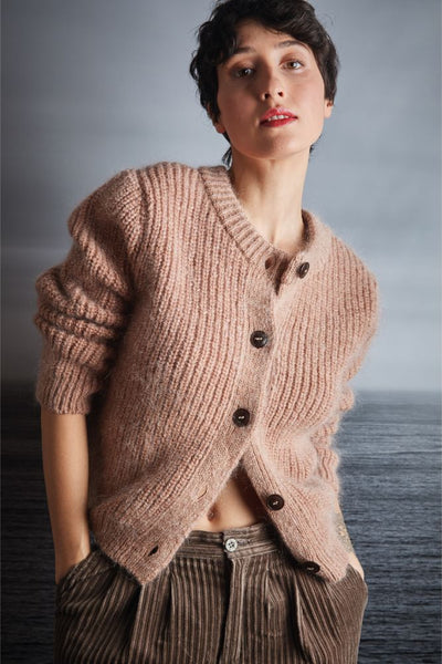 Cardigan Charlotte rose pâle Mohair durable