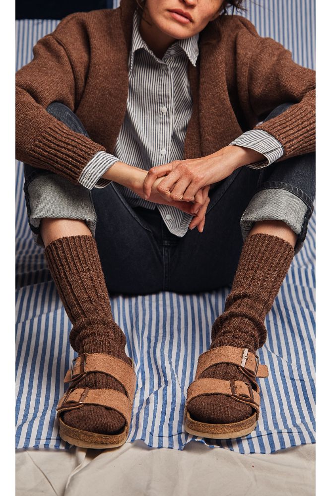Chaussettes en laine BERTHE - Chocolat - chaussettes durables - L'envers